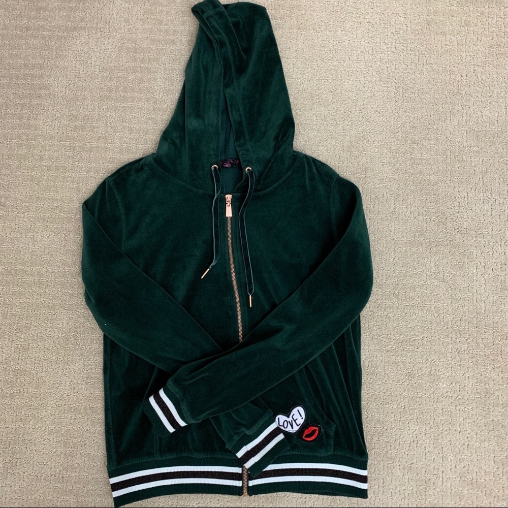 Green velvet sweater